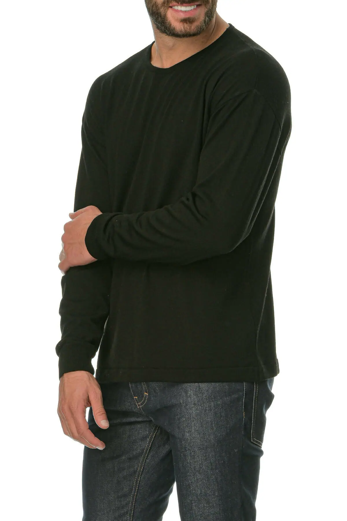 Merino Wool black Man T-Shirt Ls - Image 2