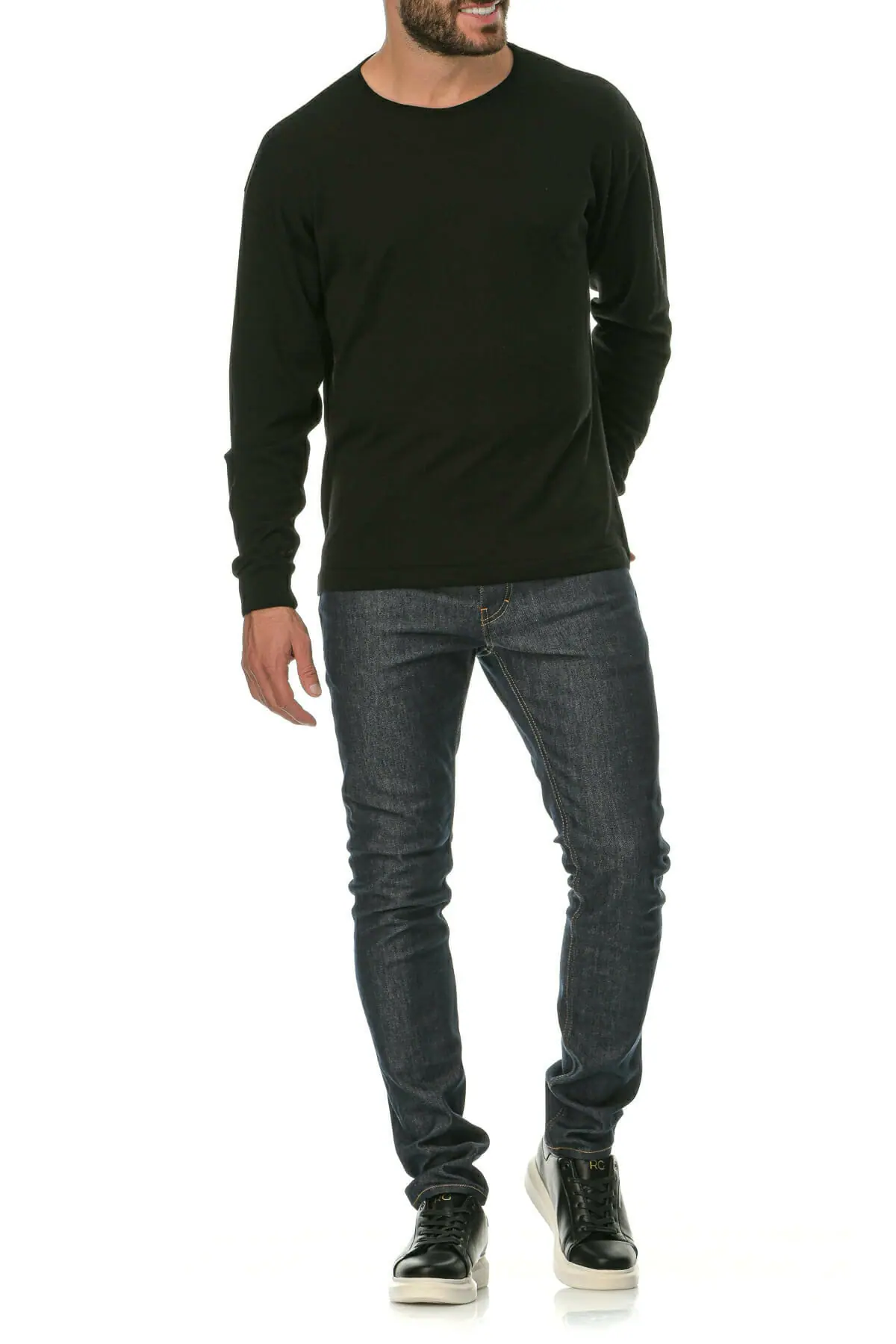 Merino Wool black Man T-Shirt Ls - Image 7