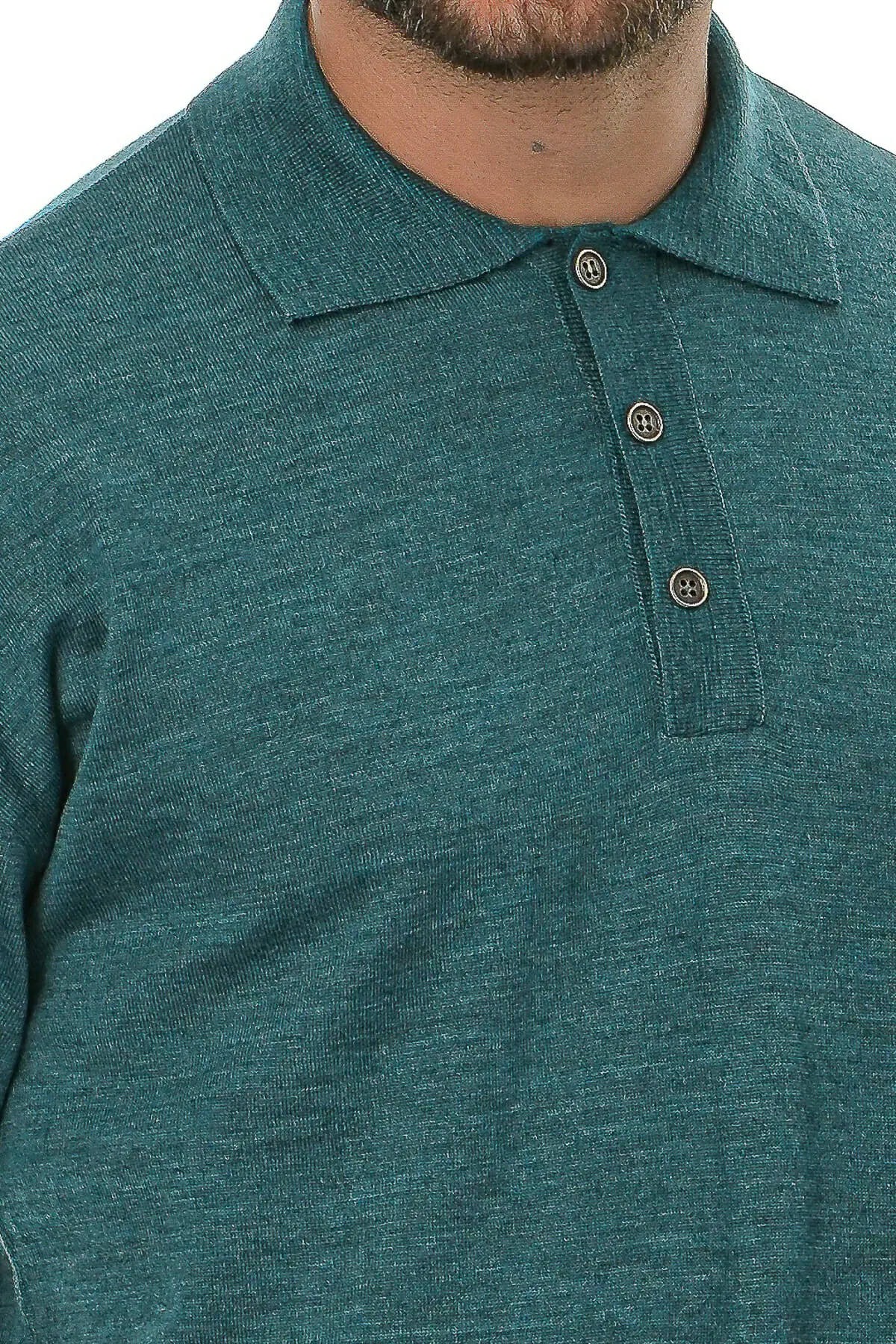 Merino Wool sea green Man Polo T-Shirt - Image 8