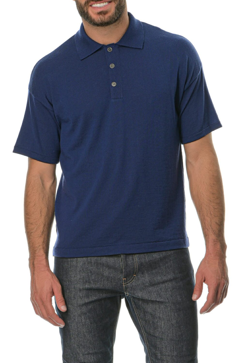 Merino Wool blueink Man Polo T-Shirt - Pepper Vally