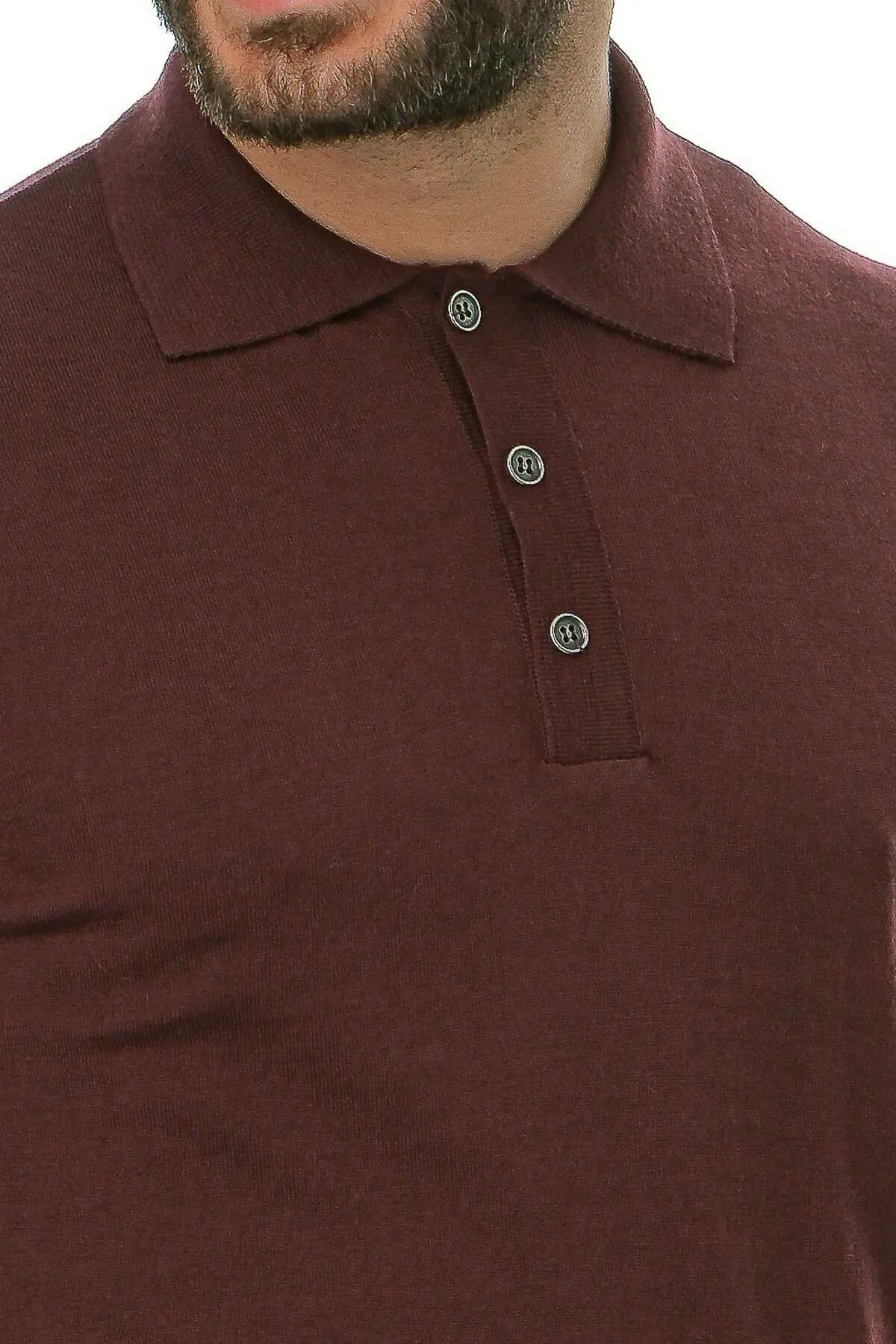 Merino Wool bordeaux Man Polo T-Shirt - Image 9