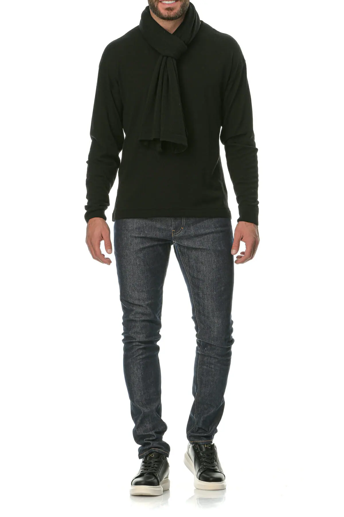 Merino Wool black Man Scarf - Image 4