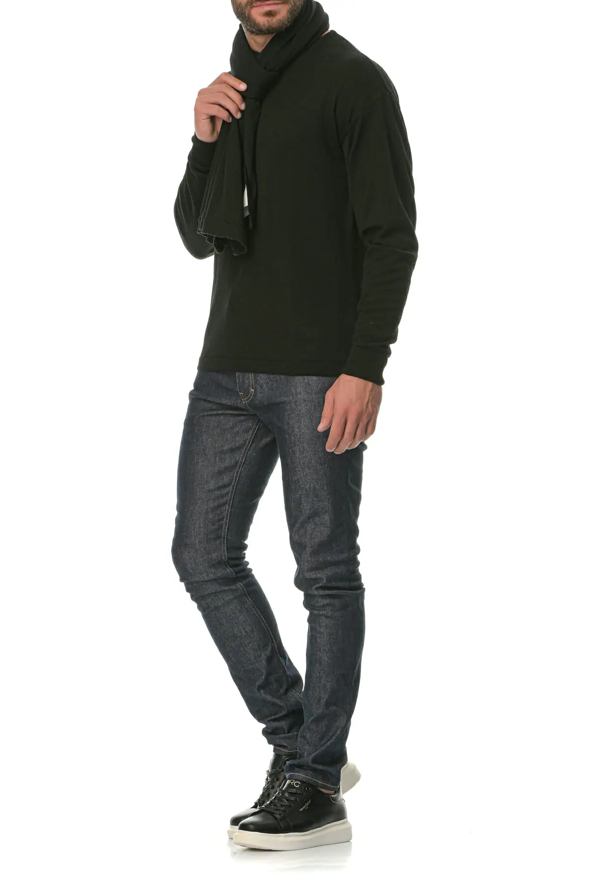 Merino Wool black Man Scarf - Image 5