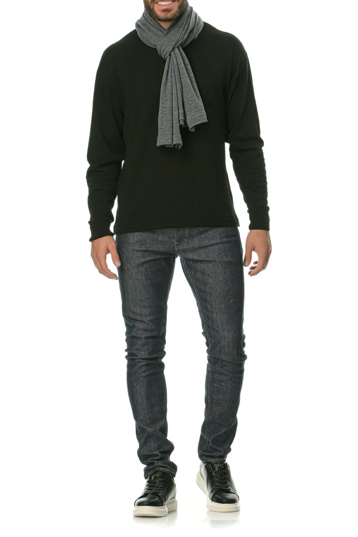 Merino Wool gray Man Scarf - Image 4