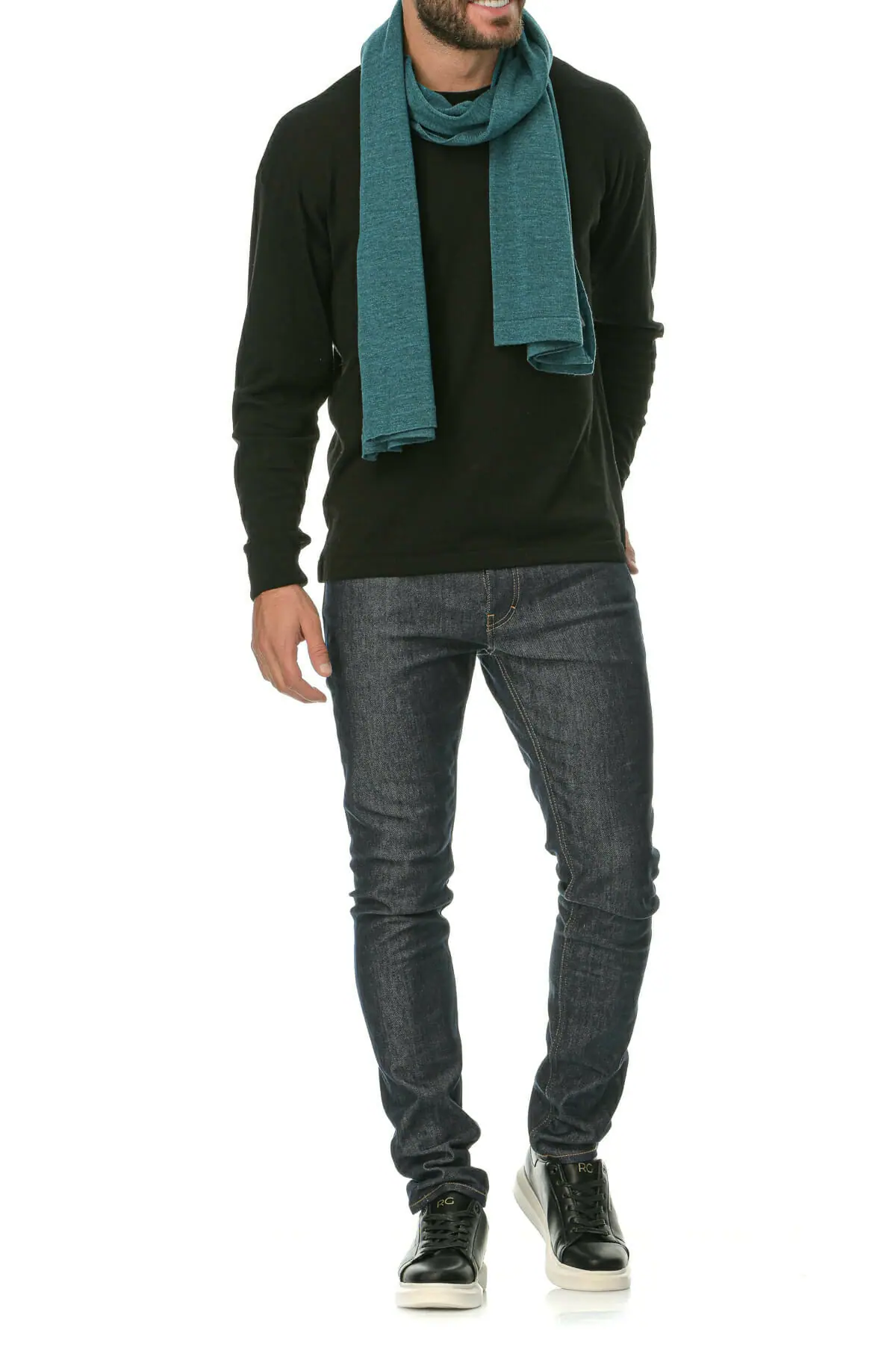 Merino Wool sea green Man Scarf - Image 4