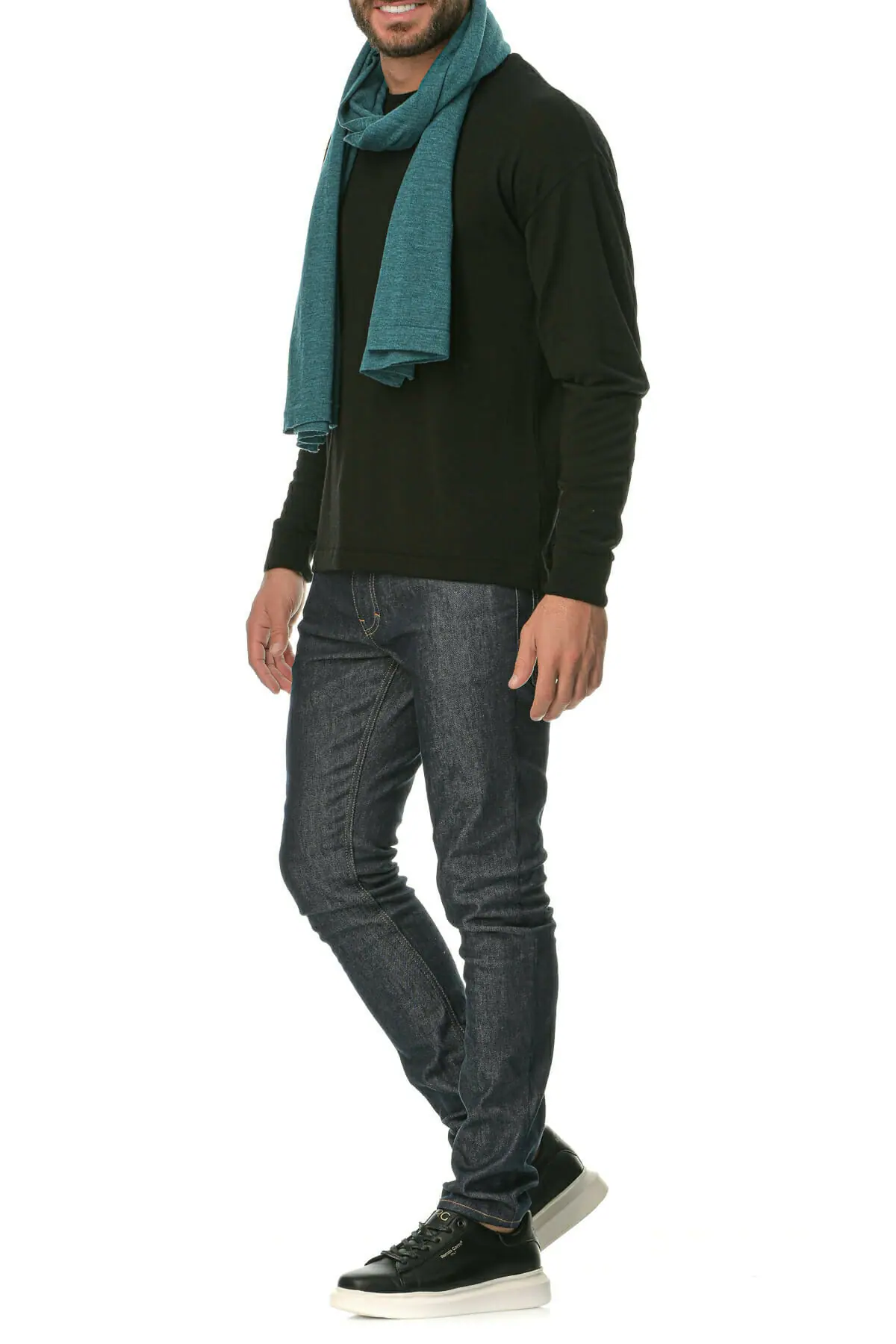 Merino Wool sea green Man Scarf - Image 5