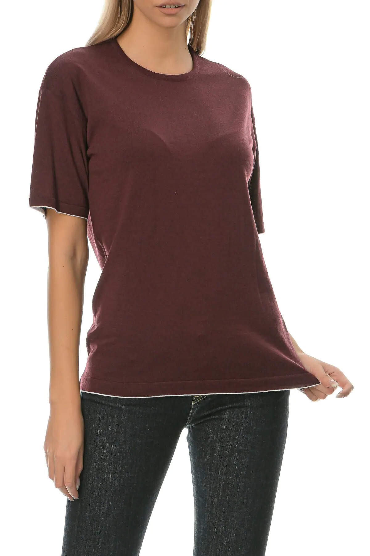 Merino Wool bordeaux T-Shirt