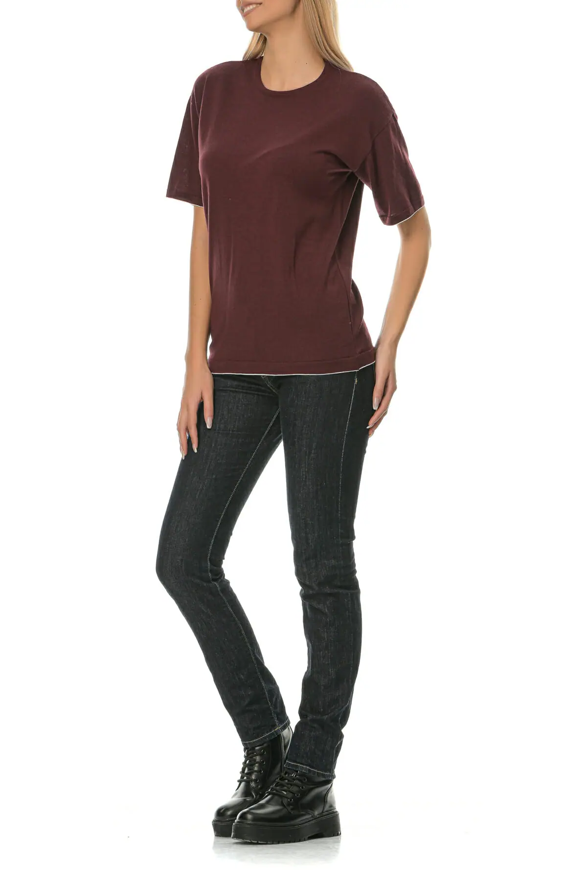Merino Wool bordeaux T-Shirt - Image 7