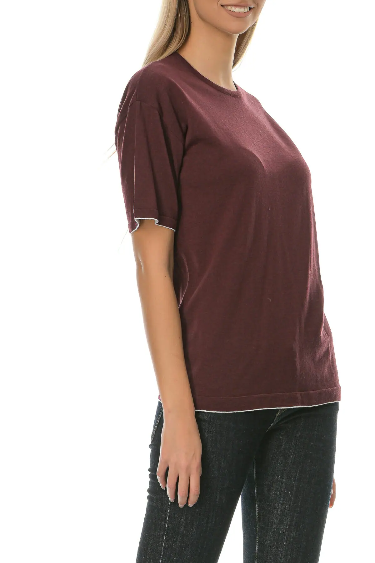 Merino Wool bordeaux T-Shirt - Image 2