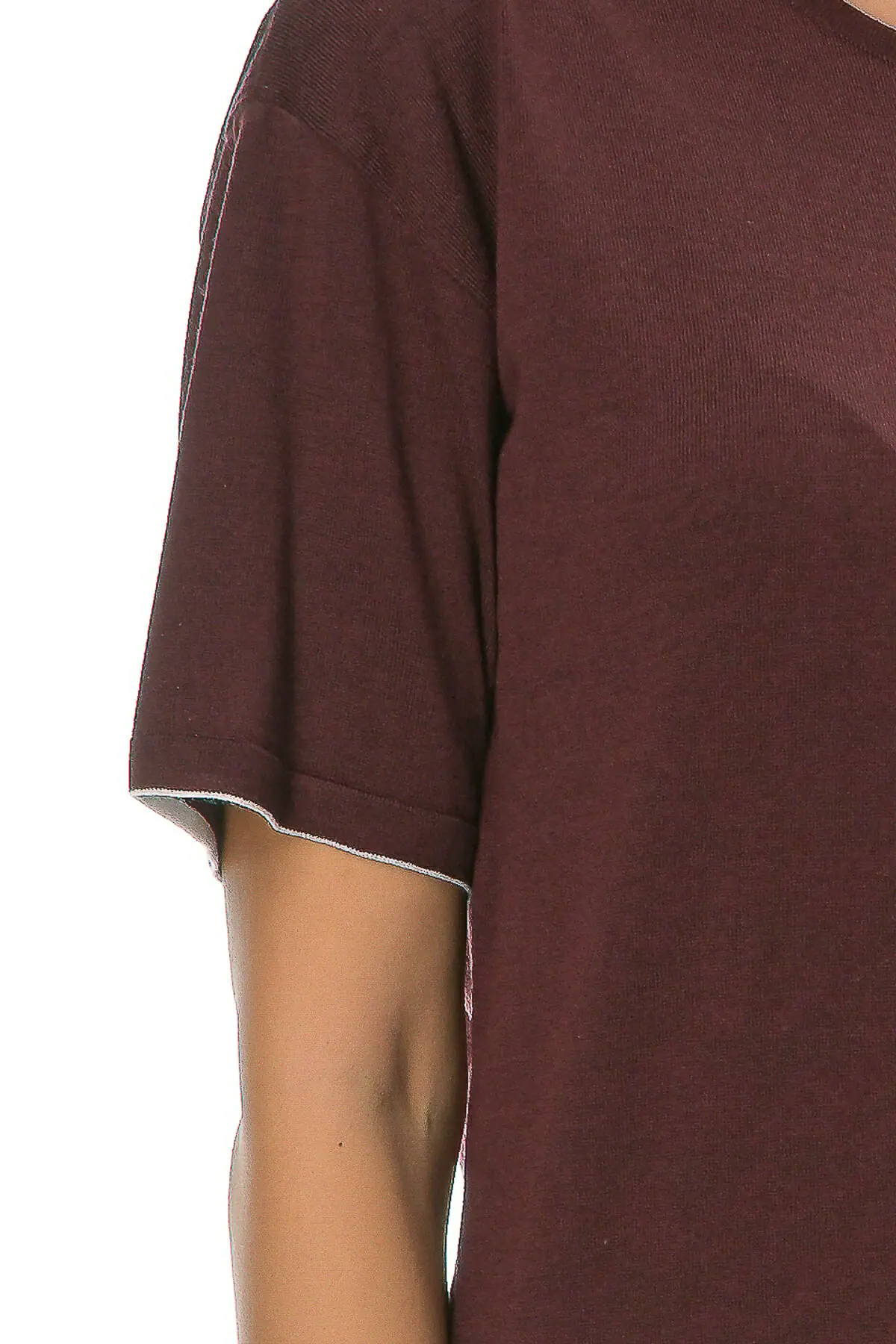 Merino Wool bordeaux T-Shirt - Image 9