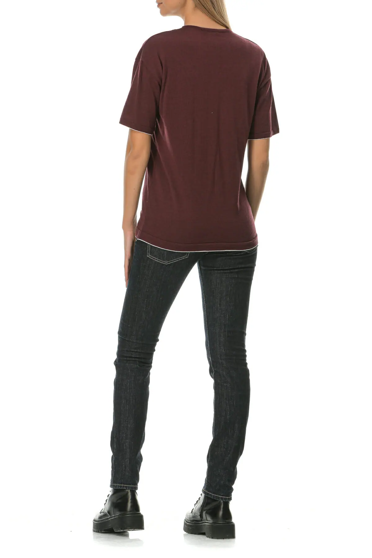 Merino Wool bordeaux T-Shirt - Image 8