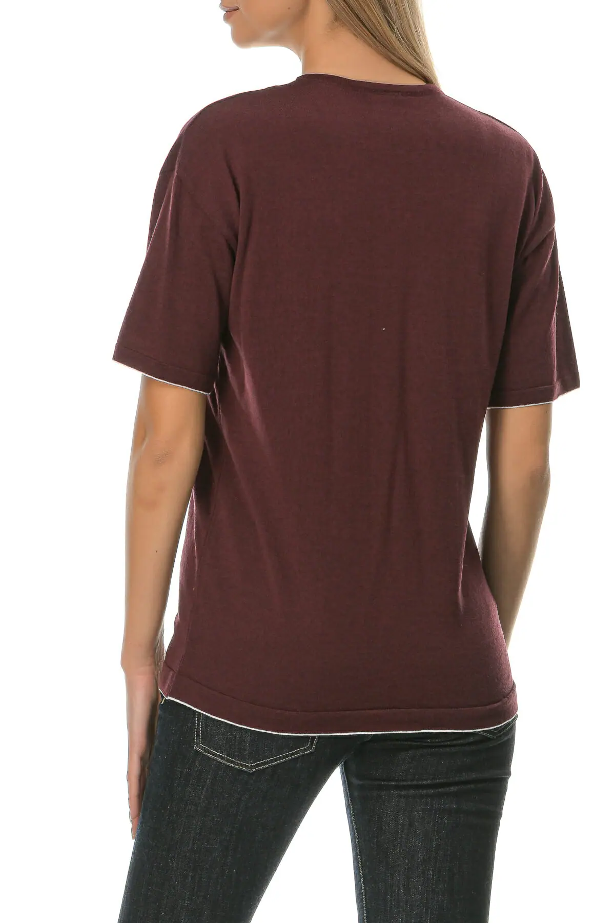 Merino Wool bordeaux T-Shirt - Image 4